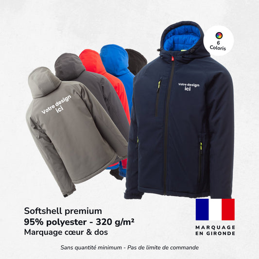 Softshell premium 320g/m2 - Marquage Cœur & Dos - XS au 5XL